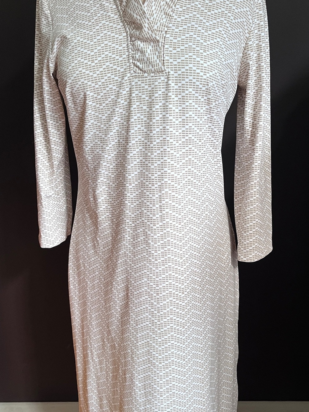 J Mc Laughlin Classic Stylish Knee Length Stretch Patterned Long Sleeve Dress - Picture 1 of 6